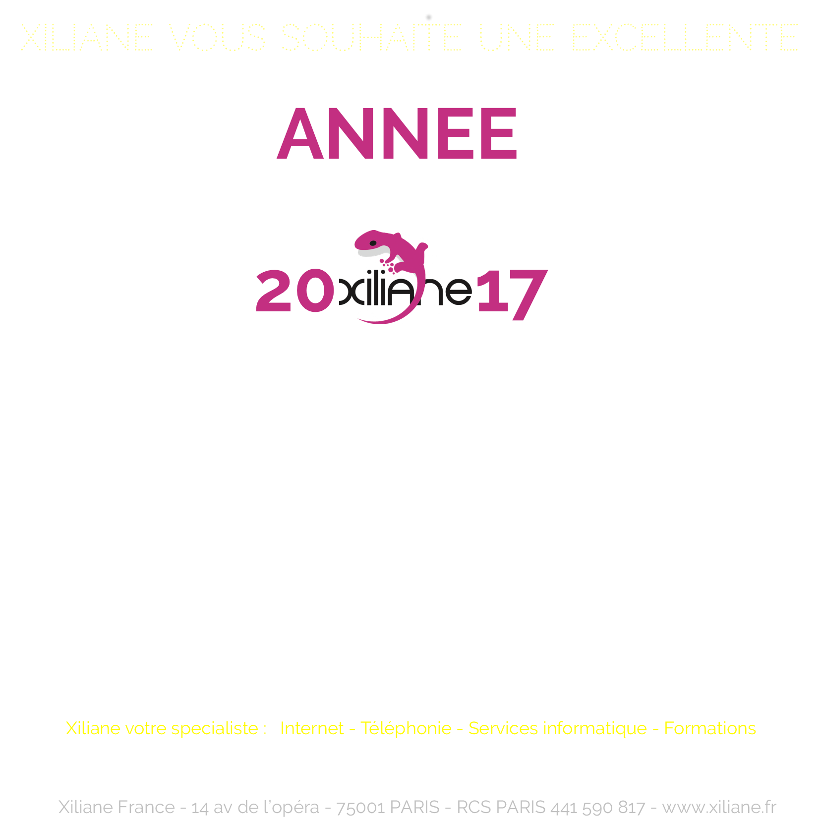 Xiliane vous souhaite une excellente année 2017. 
