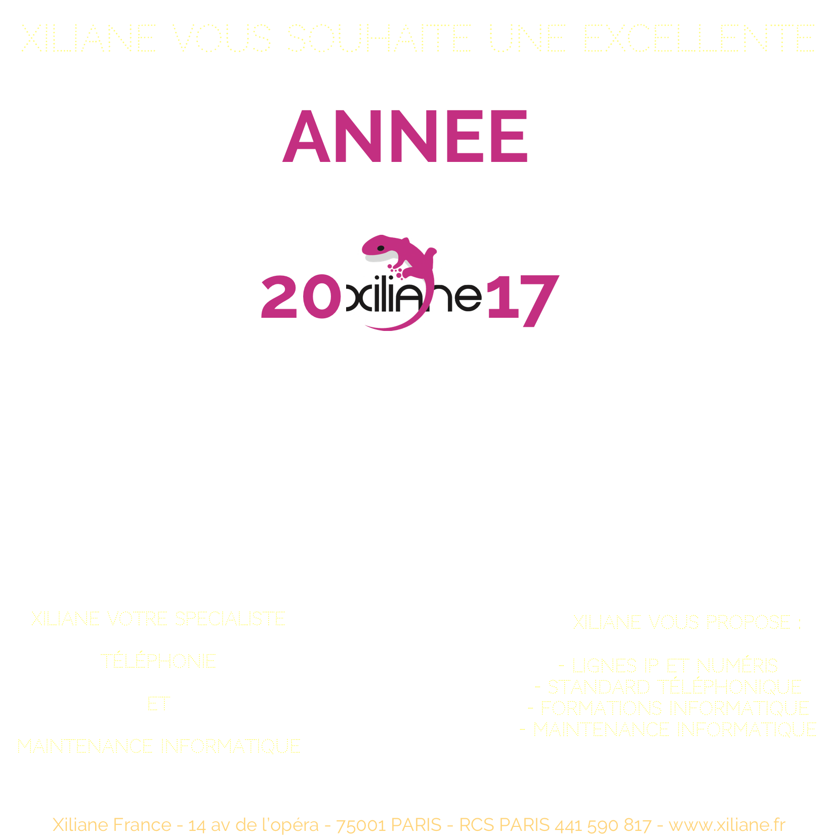 xiliane vous souhaite une excellente année 2017 